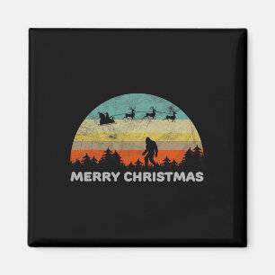 Aimant Amusant style rétro Big Pied Joyeux Noël Yeti