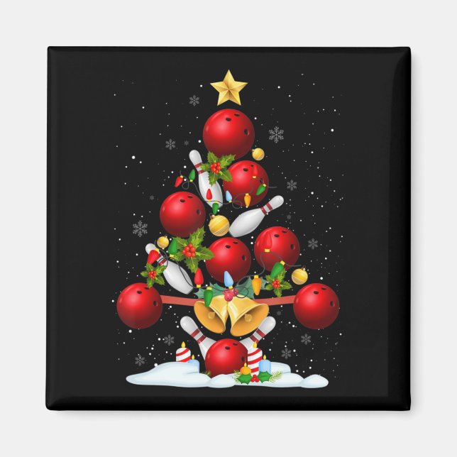Aimant Amusants Bowling Noël Arbre Lumières Noël Cadeaux  (Devant)