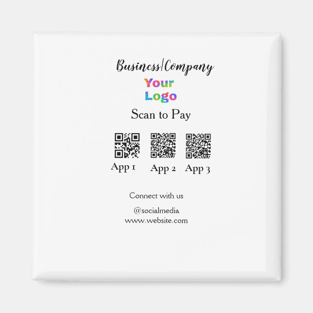 Aimant Analyser pour payer le logo de l'entreprise Q R co (Devant)