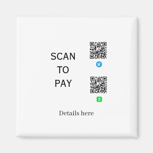 Aimant analyser pour payer les détails du code QR de Venm (Devant)