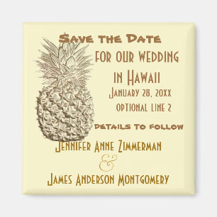 Aimant Ananas Enregistrer la date Classic Jaune Or