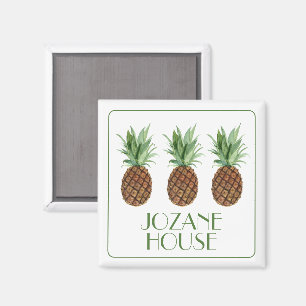 Aimant Ananas tropicaux Preppy Personnalisé