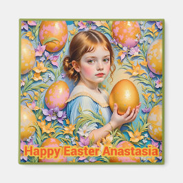 Aimant ANASTASIA ~ Happy Easter ~ Girl Golden Egg ~ 