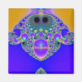 Aimant ANASTASIE~ Motif Abstrait ~ Bleu pourpre jaune ~