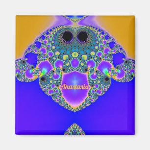 Aimant ANASTASIE~ Motif Abstrait ~ Bleu pourpre jaune ~