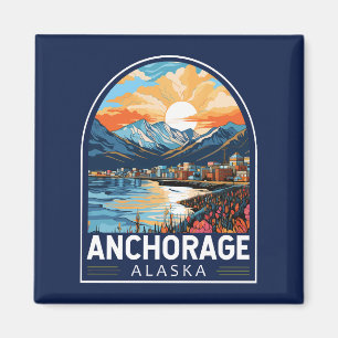 Aimant Anchorage Alaska Travel Art Emblem