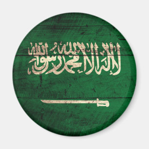 Aimant Ancien drapeau en bois d'Arabie saoudite