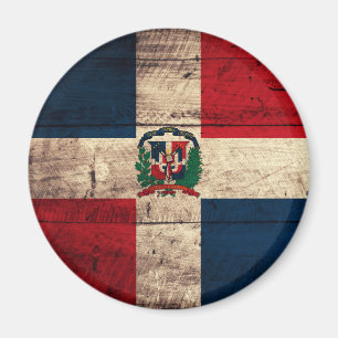 Aimant Ancien drapeau en bois de République Dominicaine