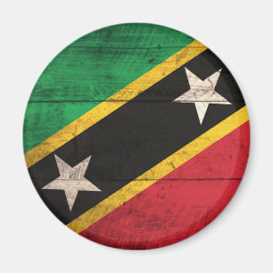 Aimant Ancien drapeau en bois St Kitts / Nevis