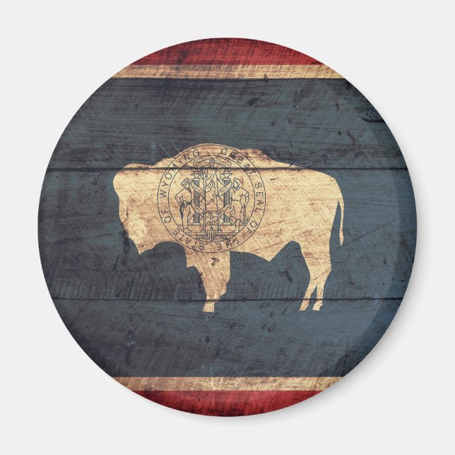 Aimant Ancien drapeau en bois Wyoming (Devant)