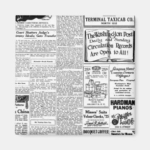 Aimant Ancien journal noir & blanc, publicité rétro vinta