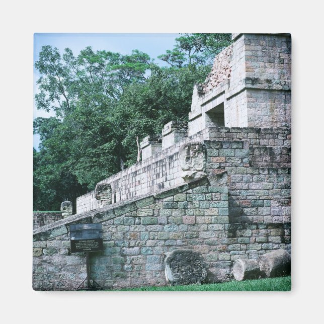 Aimant Ancienne ruines Maya Carré photo couleur design (Devant)
