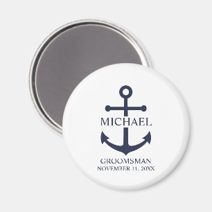 Aimant Ancre Bleue marine Nautique Groomsmen personnalisé