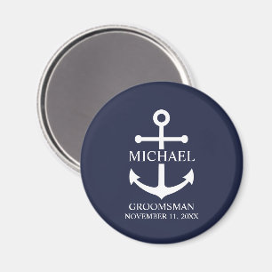 Aimant Ancre Bleue marine Nautique Groomsmen personnalisé