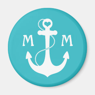 Aimant Ancre cardiaque marine turquoise
