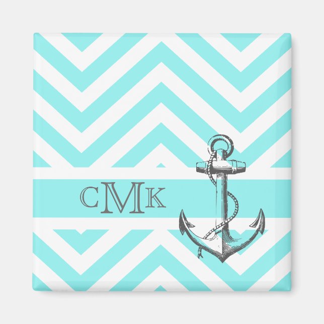 Aimant Ancre gris clair monogramme (Devant)
