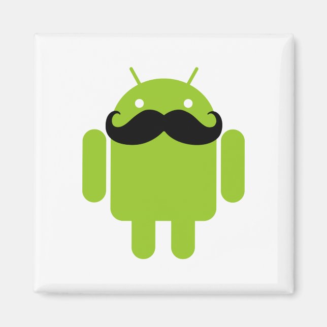 Aimant Android Robot Black Mustache Graphisme (Devant)