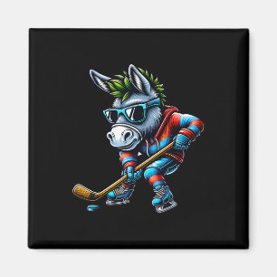 Aimant Âne de hockey sur glace pratiquant des sports cool