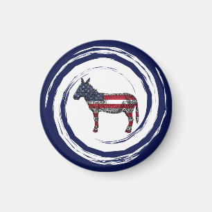 Aimant Âne rouge blanc bleu patriotique