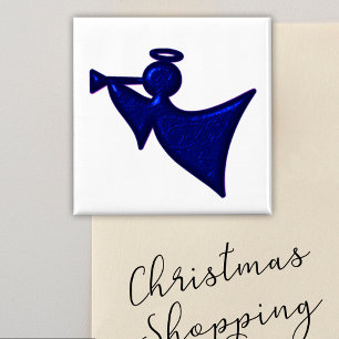 Aimant Ange bleu métallique de Noël