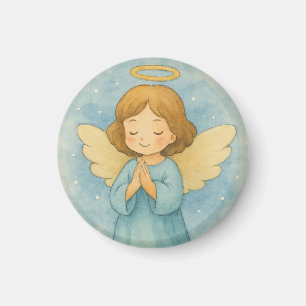 Aimant Ange de Noël paisible dans un ciel à l'aquarelle