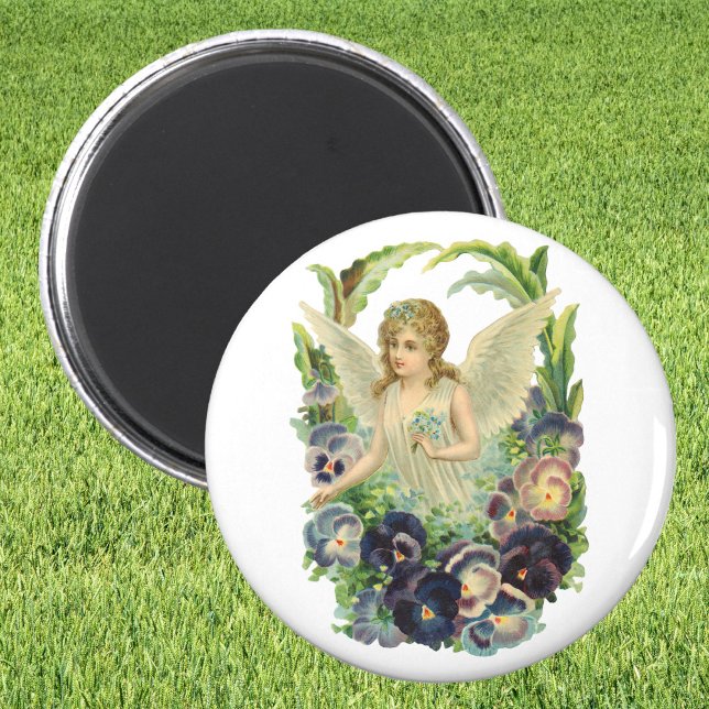 Aimant Ange de Pâques victorien avec Fleurs de Pansy Viol (Créateur téléchargé)