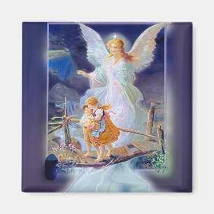 Aimant Ange gardien, enfants et pont