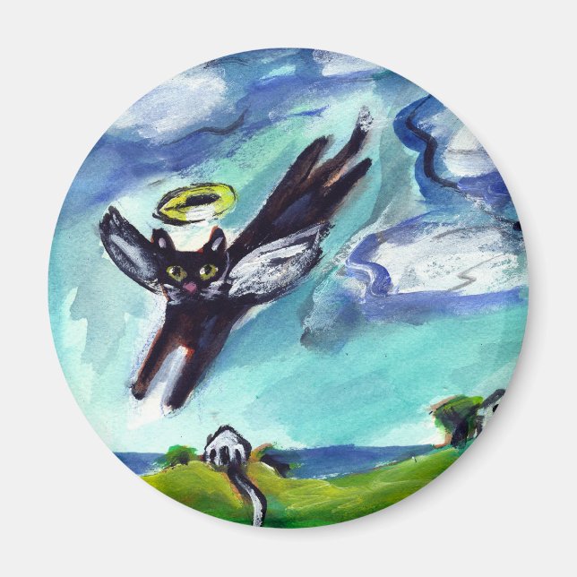 Aimant Angel de chat noir (Devant)