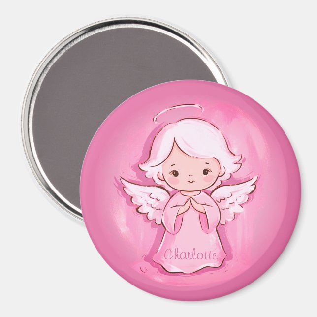 Aimant Angel Rose mignon Avec Filles Nom Réfrigérateur (Recto/Verso)