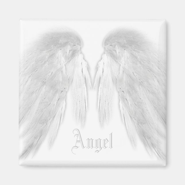 Aimant ANGEL WINGS White Nom personnalisé (Devant)
