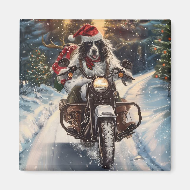 Aimant Anglais Setter Chien équitation Moto Noël (Devant)