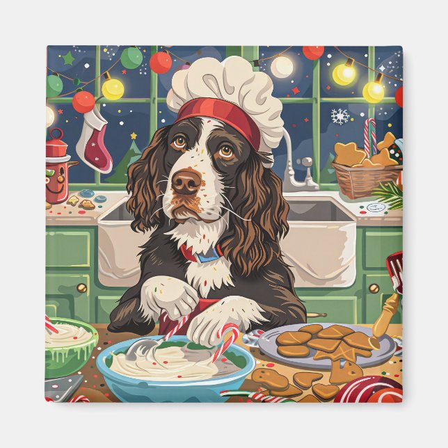 Aimant Anglais Springer Spaniel Gastronomie : Festif (Devant)