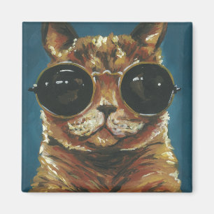 Aimant Animal Dapper   Kitty dans les lunettes de soleil