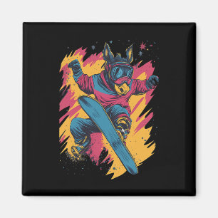 Aimant Animaux De Snowboard - Âne Sur Snowboard Snowbo