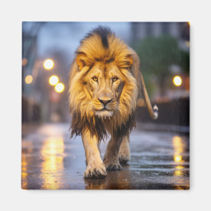 Aimant Animaux Lions Dans La Rue À L'Extérieur