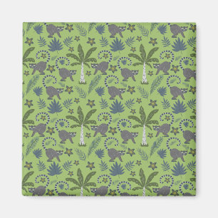 Aimant Animaux tropicaux sans soudure motif vert et gris