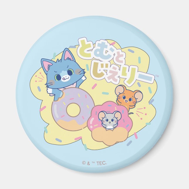 Aimant Anime Donut délice avec Tom, Jerry et Tuffy (Devant)