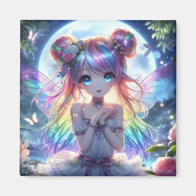 Aimant Anime Girl Arc-en-ciel Chanter Lune Fée (Devant)