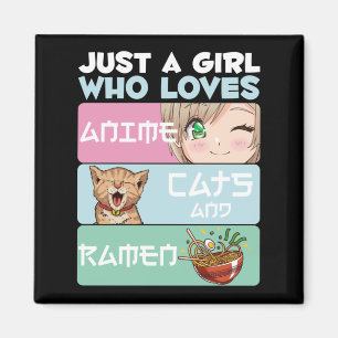 Aimant Anime Girl Chat Ramen accros nouilles japonaises