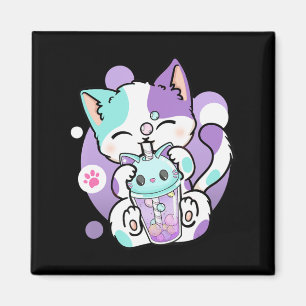 Aimant Anime Kawaii Chat Boba Buble Tea Neko Boba Tea Cat