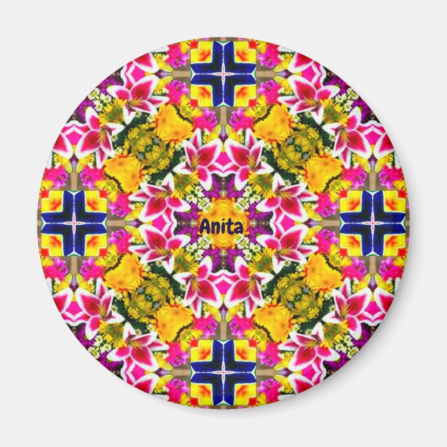 Aimant ANITA ~ Motif de la Croix de Pâques personnalisé ~ (Devant)