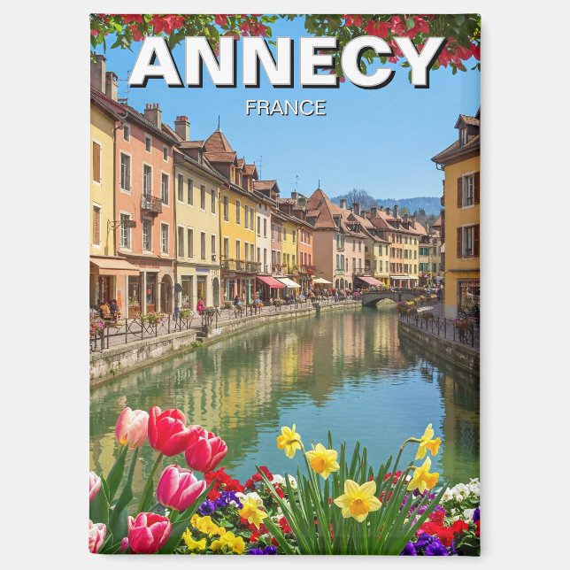 Aimant Annecy France Fleurs Voyage (Recto)