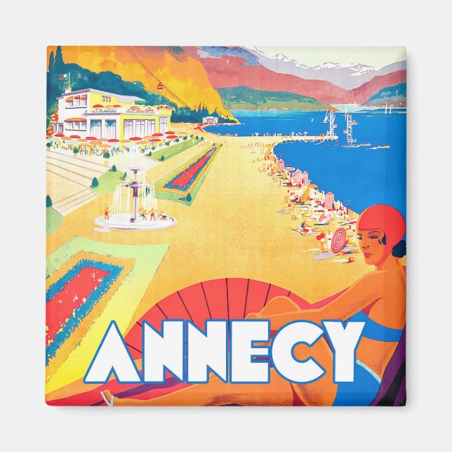 Aimant Annecy France voyage vintage (Devant)
