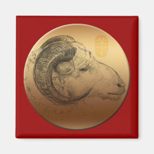 Aimant Année chinoise de RAM d'or nouvelle des moutons