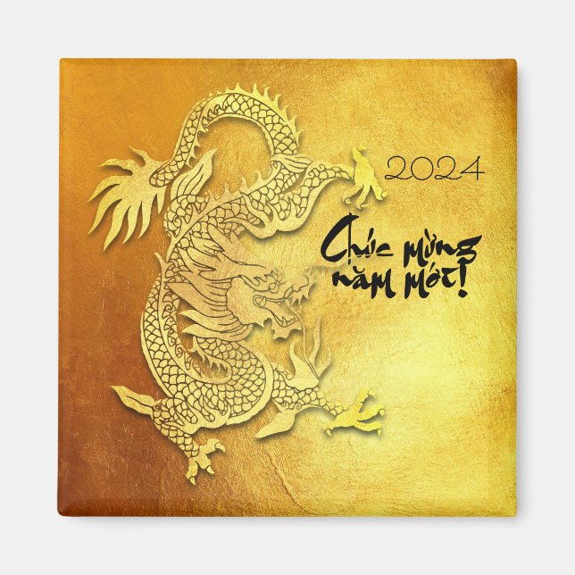 Aimant Année dragon personnalisé Y Salutation Vietnamese  (Devant)