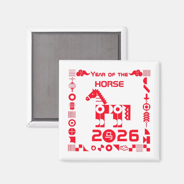 Aimant Année du cheval 2026 (Recto/Verso)