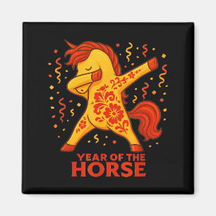 Aimant Année du cheval qui fait le dab Nouvel An chinois