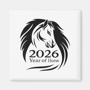 Aimant Année festive de l'année du cheval de feu 2026 Nou