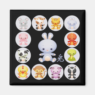 Aimant Année zodiaque chinoise du lapin