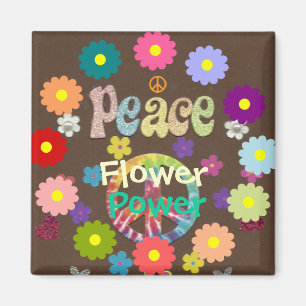 Aimant Années 1960, Paix, Flower Power, design rétro